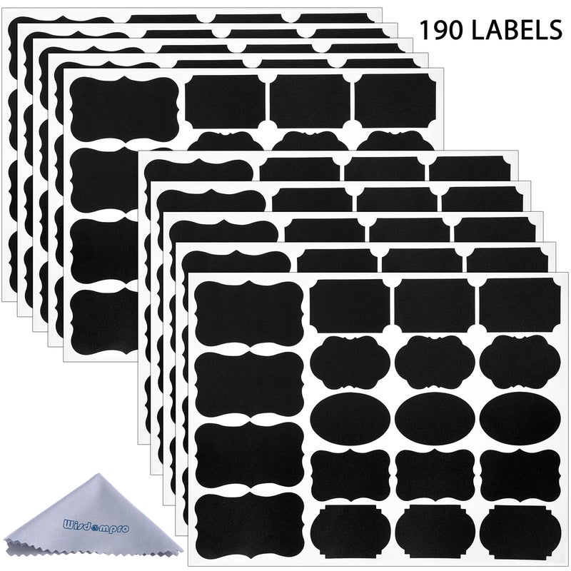 Wisdompro Chalkboard Labels, 190 Pcs Waterproof, Reusable & Removable Blackboard Stickers for Storage Bins, Food Container, Mason Jars, Bottles - 2 Sizes - Image 1